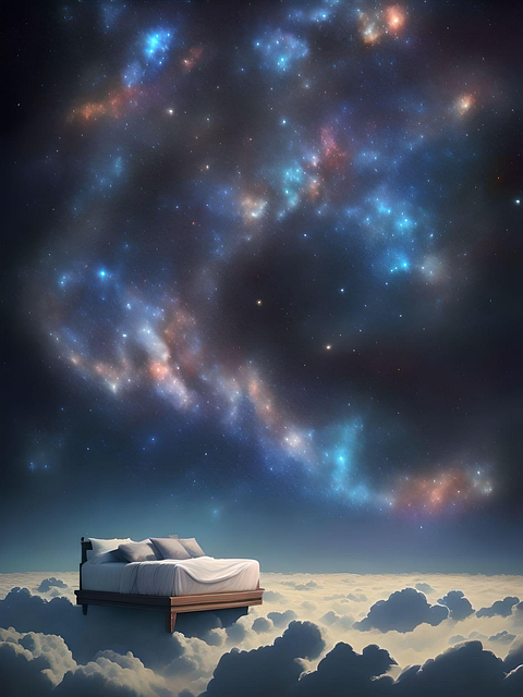 Bett, Nacht, Landschaft, Sterne