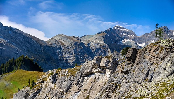 Berge, Felsen, Gebirge, Moos, Steine