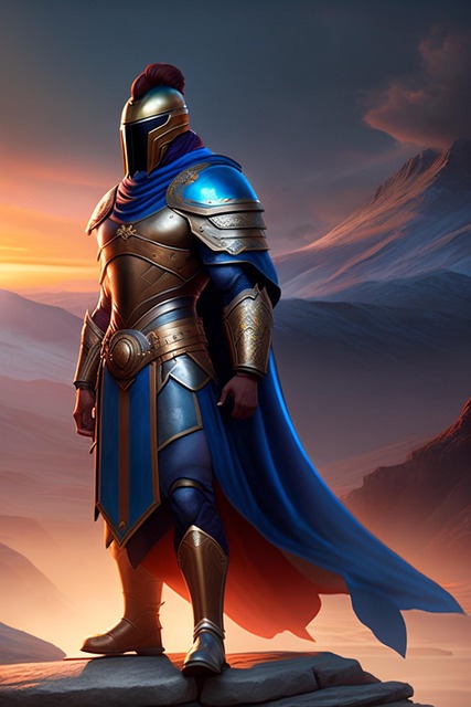 Free ai generated knight mountains illustration
