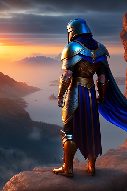 Free ai generated knight mountains illustration