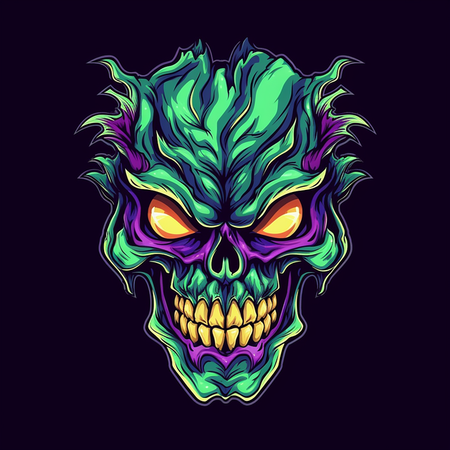 Free skeleton skull horror illustration