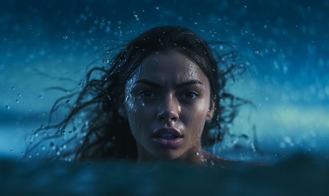 Free ai generated woman ocean illustration