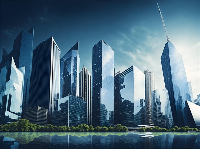Free ai generated finance district urban illustration