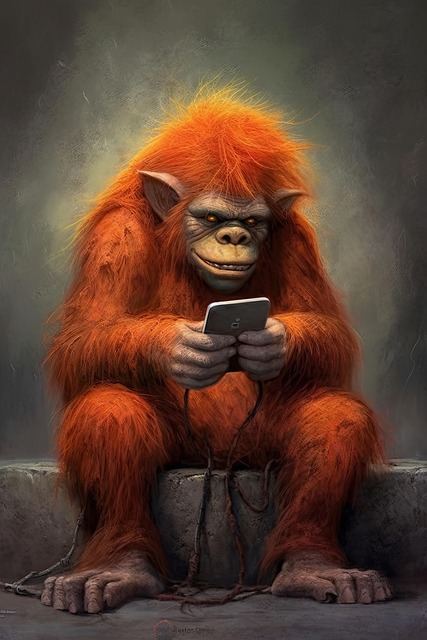 Free ai generated creature texting illustration