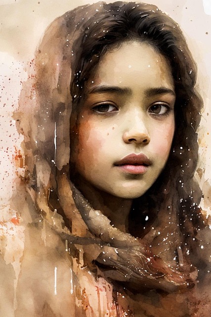 Free oil painting child portrait illustration