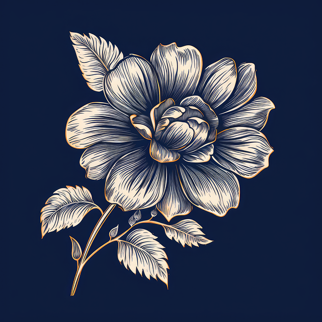 Free navy blue rose illustration
