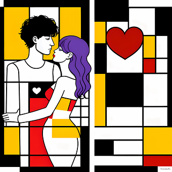 Mondrian, Neoplastizismus, Liebe, Herz