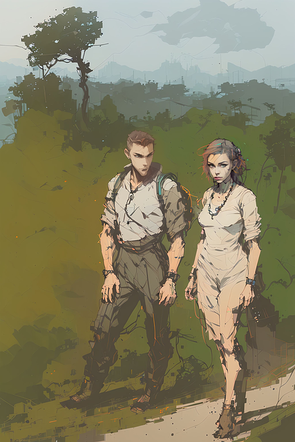 Free woman man excursion illustration