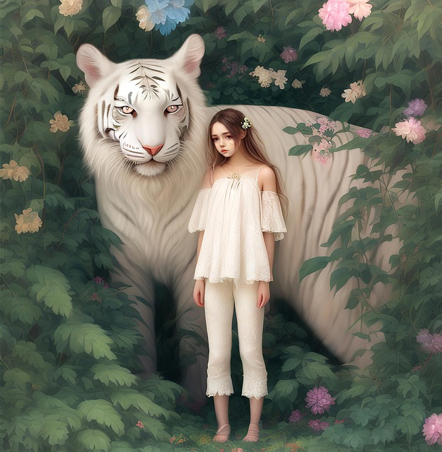 Free ai generated tiger girl illustration