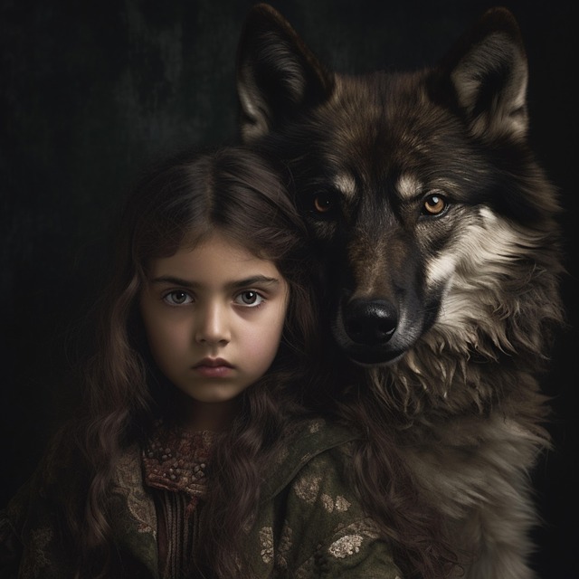 Free ai generated girl dog illustration