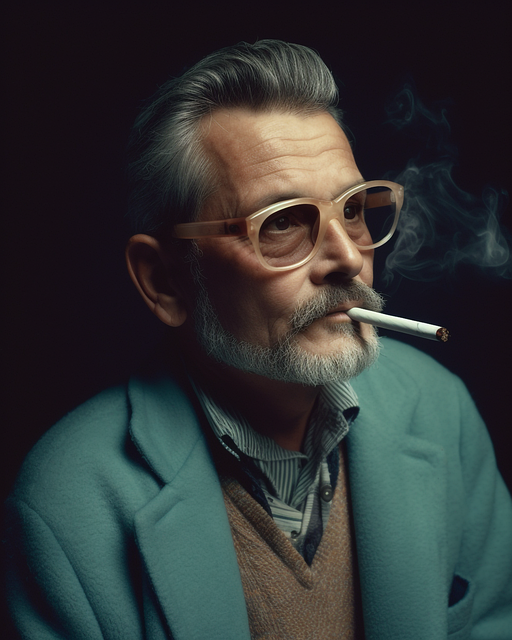 Free old man smoking portrait illustration