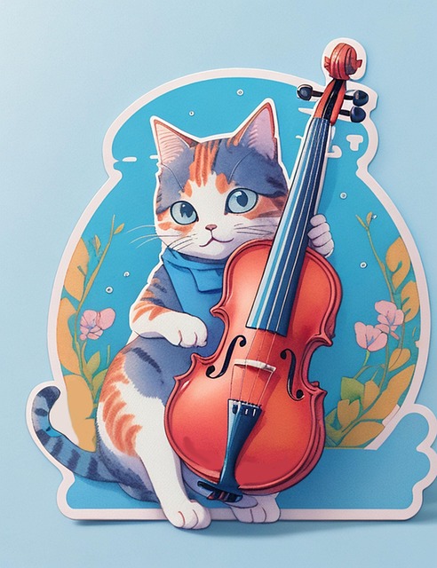 Download free HD stock image of Ai Generated Musician Free ai generated musician cat illustration