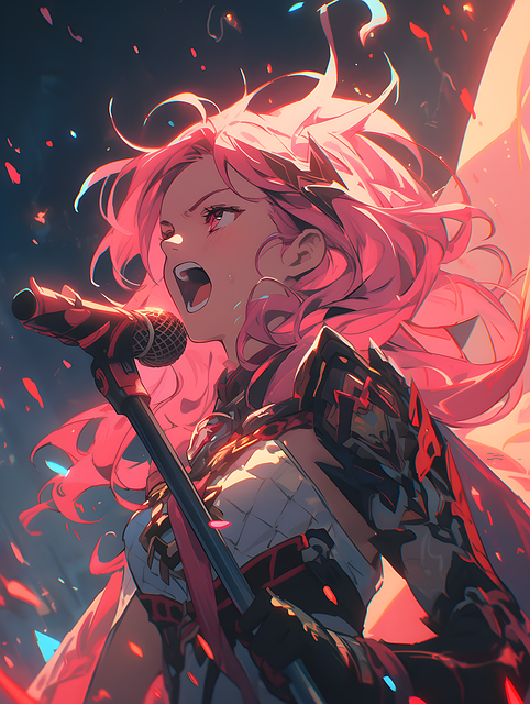 Free ai generated girl singing illustration
