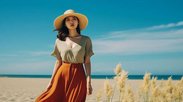 Frau, Natur, Strand, Lächeln, Freude