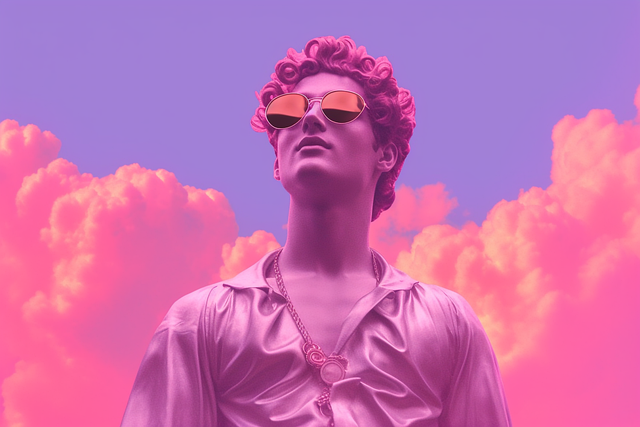 Download free HD stock image of Ai Generated Man Free ai generated man vaporwave illustration