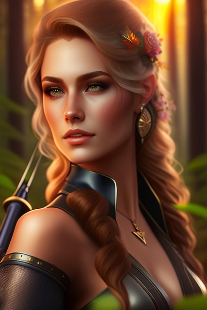 Free forest trees lady illustration