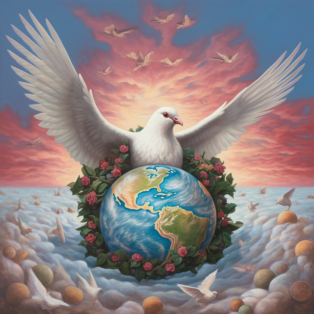 Taube, Globus, Frieden, Vögel, Wolken