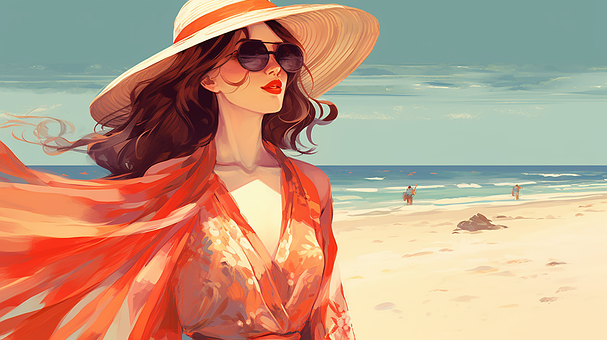 Frau, Strand, Lächeln, Freude, Natur