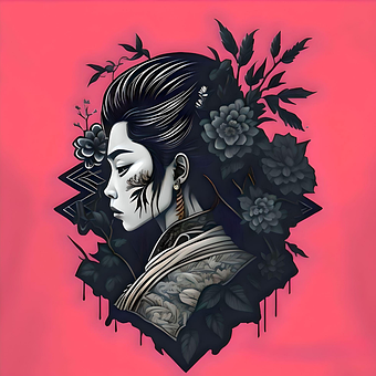 Geisha, Japan, Asien, Kawai, T-Shirt
