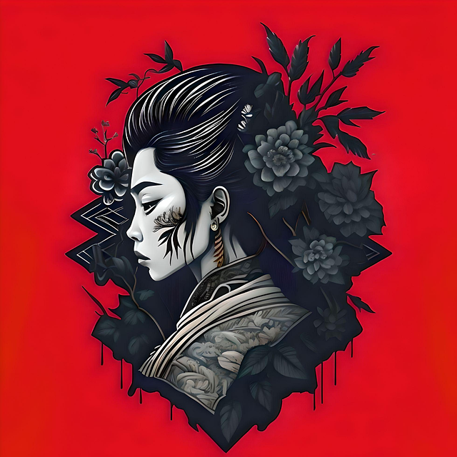 Free art geisha japan illustration