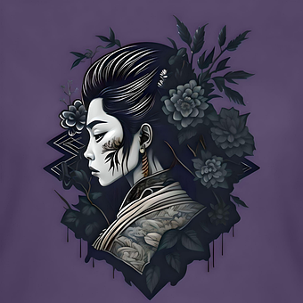 Geisha, Japan, Frau, Porträt, Blumen
