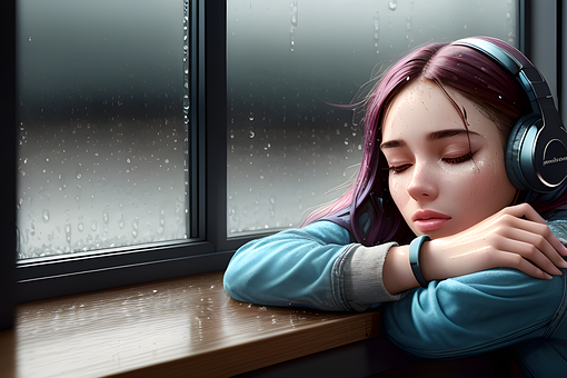 Free Girl Rain illustration and picture