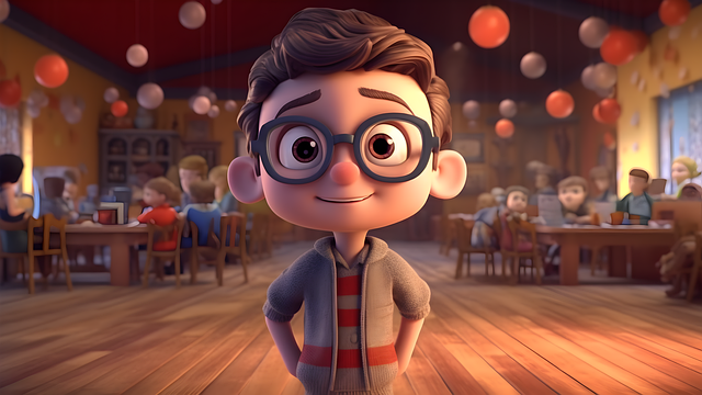 Free shy 3d student boy boy children illustration