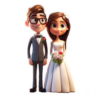 Hochzeit, Braut, Bräutigam, 3D