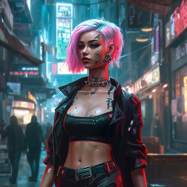 Free cyber cyberpunk woman illustration