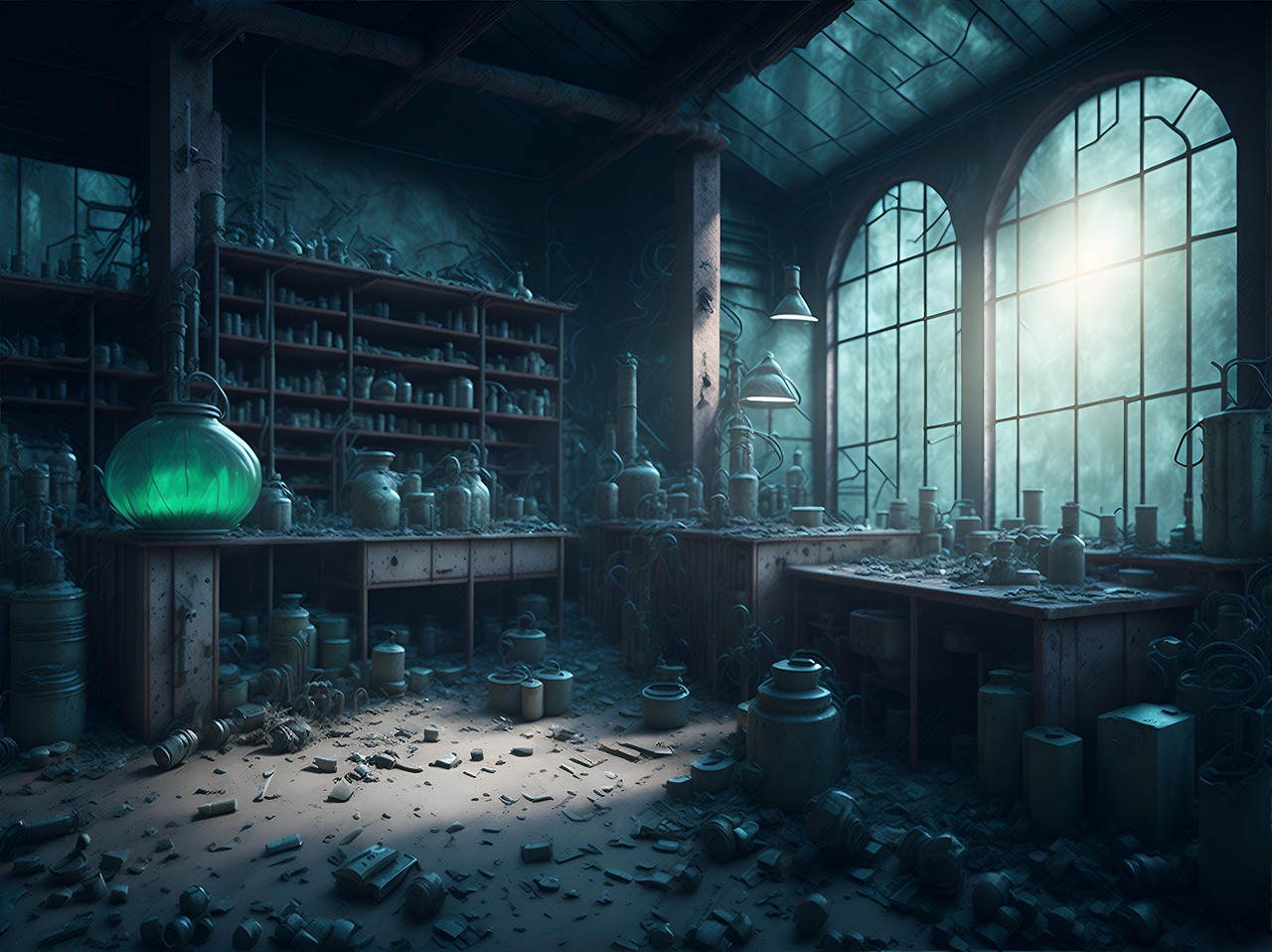 Download free HD stock image of Ai Generated Abandoned Free ai generated abandoned room illustration