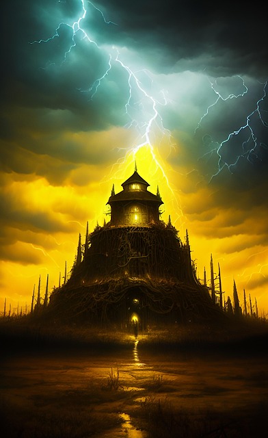 Download free HD stock image of Castle Swamp Free castle swamp lightning illustration