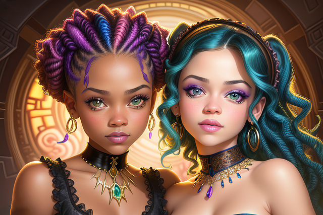 Free ai generated girls best friends illustration