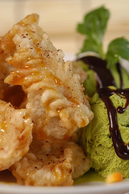Free Deep Fried Banana Green Tea Icecream photo and picture