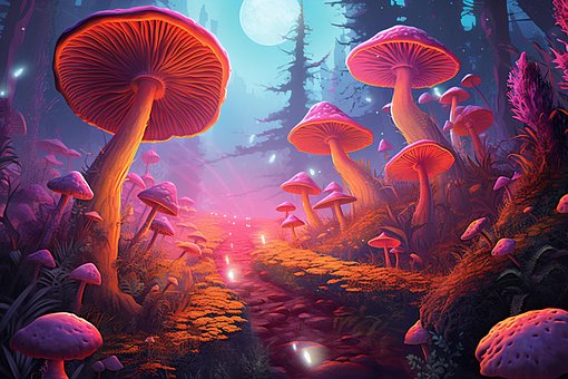 Free Psychedelic Background Mushrooms illustration and picture