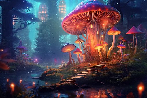 Free Mushrooms Psychedelic Background illustration and picture
