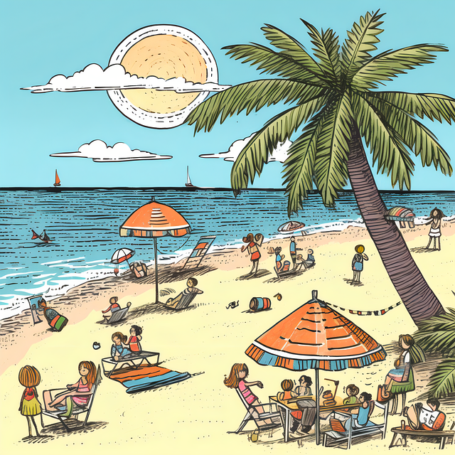 Free beach vacation summer illustration