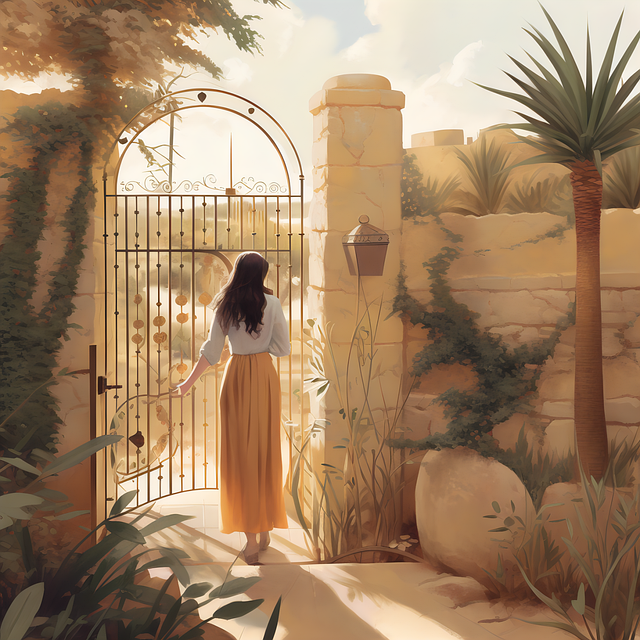 Free ai generated woman gate illustration
