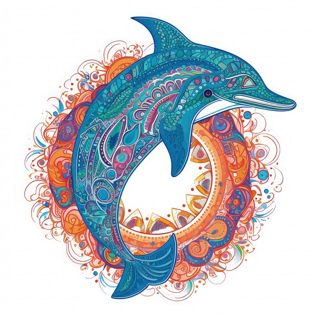 Free art marine dolphin illustration