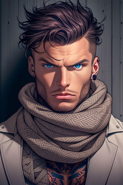 Free ai generated man scarf illustration