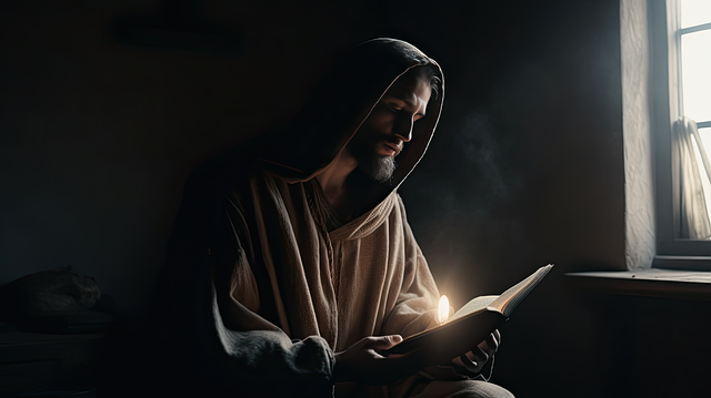 Free ai generated man bible illustration