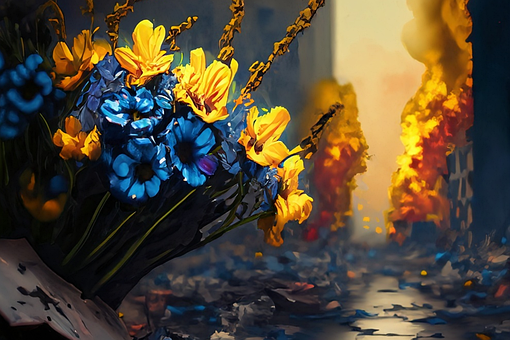 Ai Generado, Flores, Fuego, Destrucción