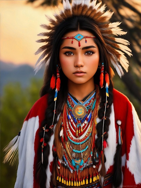 Free ai generated native american native american women illustration