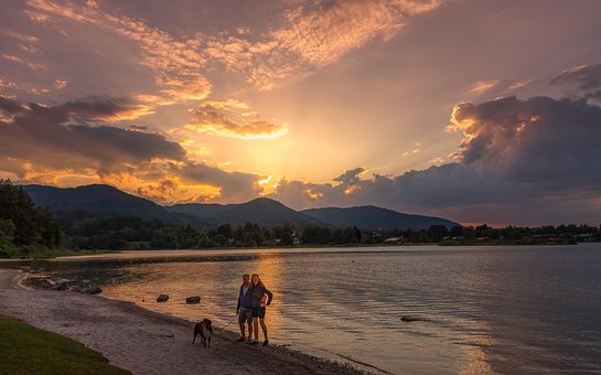 El Verano, Lago, Resplandor Crepuscular