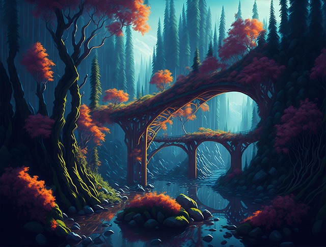 Fantasie, Natur, Wald, Brücke, Magie