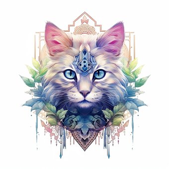 Kat, Dyr, Kæledyr, Feline, Akvarel