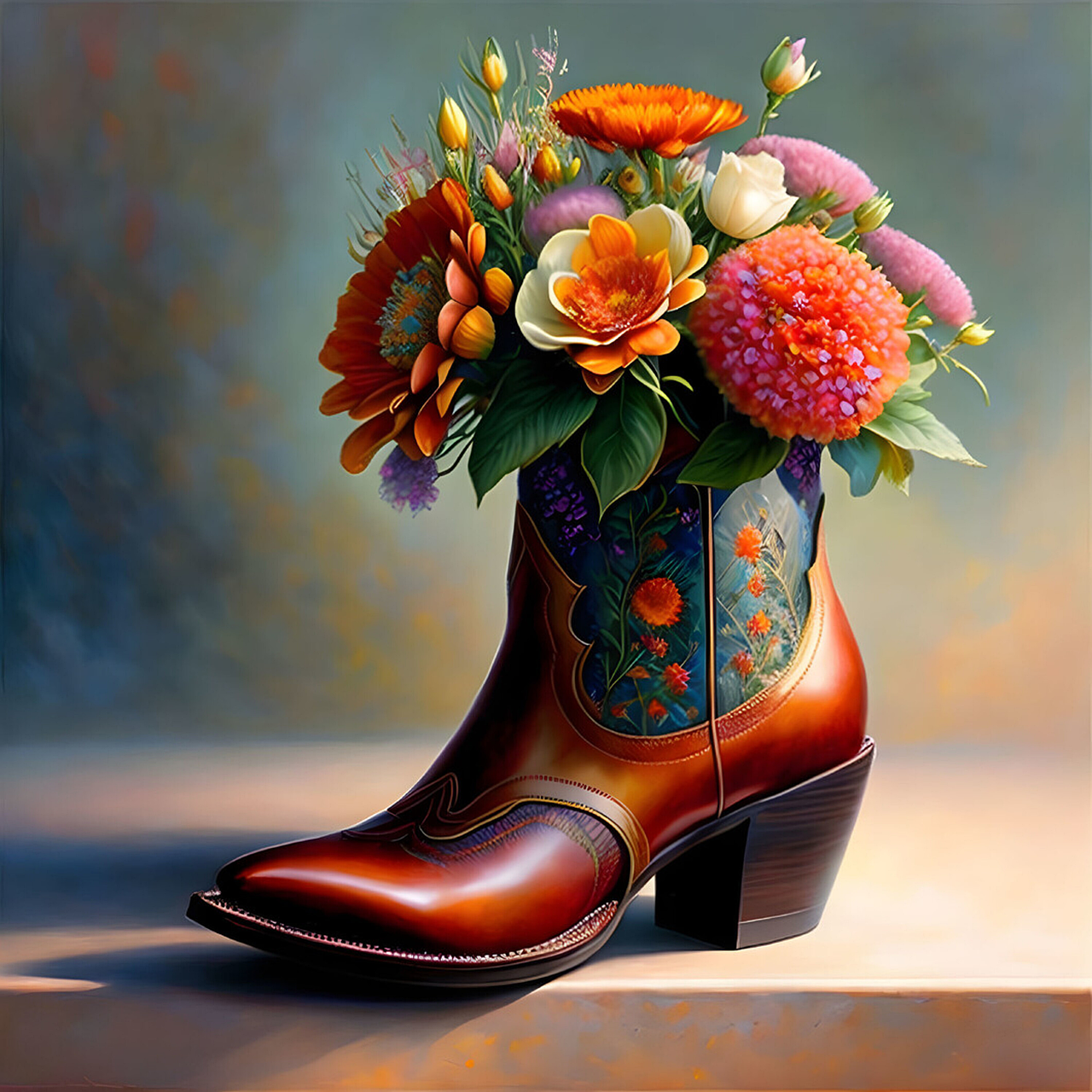 Download Flowers, Cowboy, Boot. Royalty-Free Stock Illustration Image