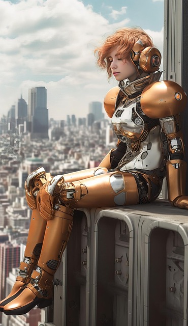 Free ai generated woman cyborg illustration