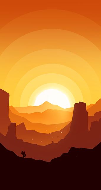 Bjerge, Landskab, Solnedgang, Silhuet
