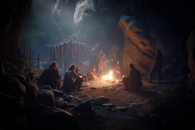 Free ai generated people campfire illustration