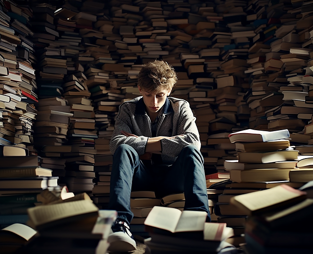 Free man books library illustration